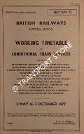 Working Timetable of Conditional Trains - Section YJ - Chesterfield, Tinsley, Sheffield, Leeds, York; Wath, Healey Mills, Skipton; Hebden Bridge; Doncaster; Stainforth; Mansfield; Shirebrook; Barrow Hill - 2 May to 2 October 1977 by British Railways Eastern Region